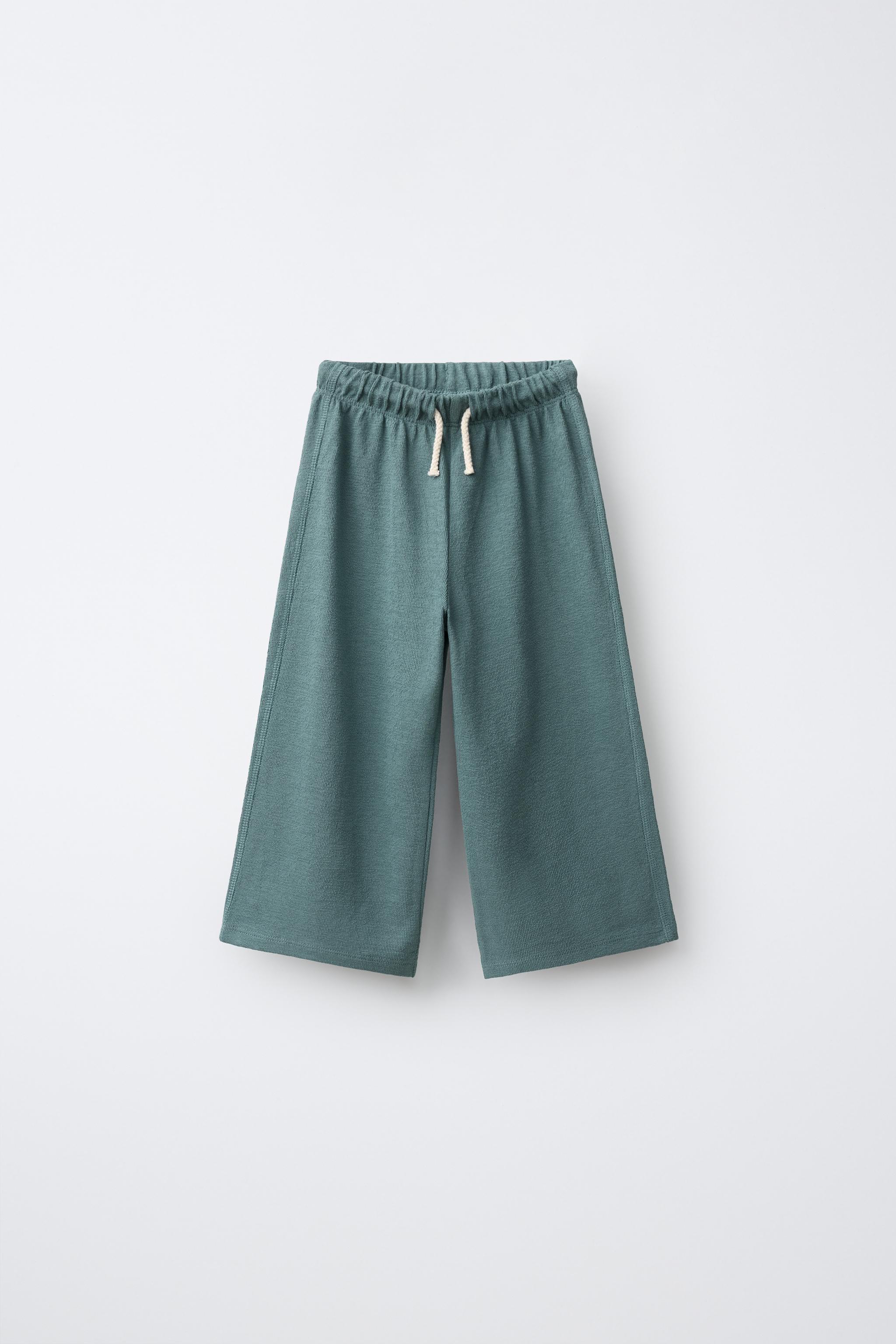 TEXTURED WIDE LEG TROUSERS